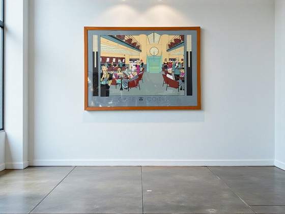 Image 1 of Serigrafia incorniciata "Café Costes", di Patrick Boussignac, stampata da Michel Caza, 1990