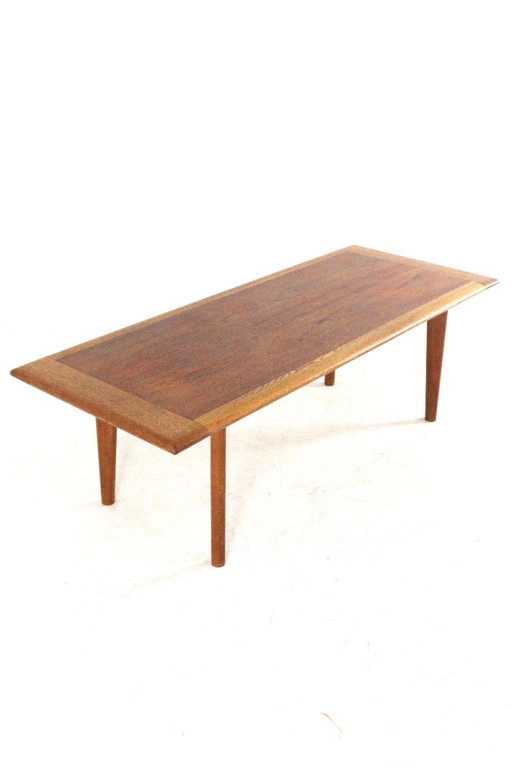Tavolino da caffè vintage in teak e rovere, restaurato, stile metà secolo. – salontafels, Wood (photo 2 of 17)