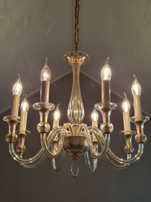 Vintage Italian Murano 8-Arm Chandelier - Crystal. – kroonluchters, Copper