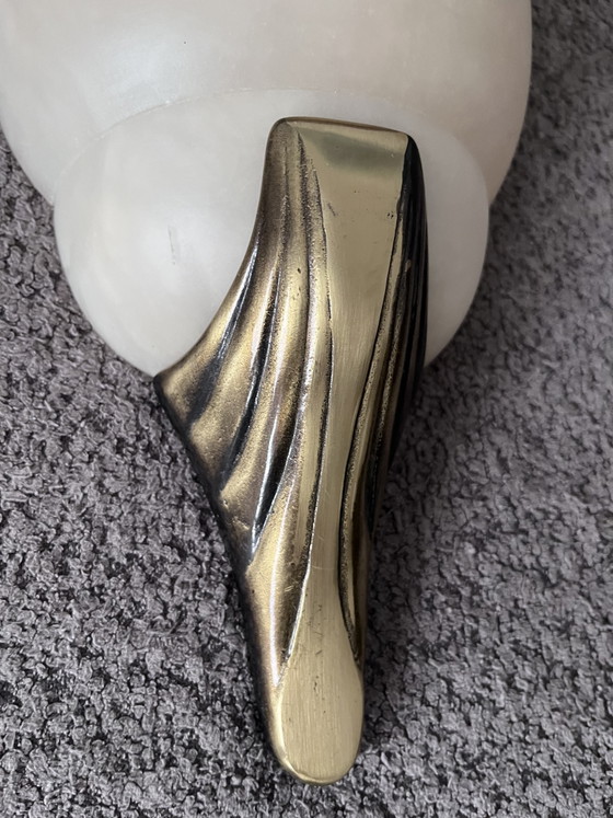 Prachtige vintage grote zware Aljuna messing albast wandlamp – Wandlampen, Other, Brass (photo 3 of 8)