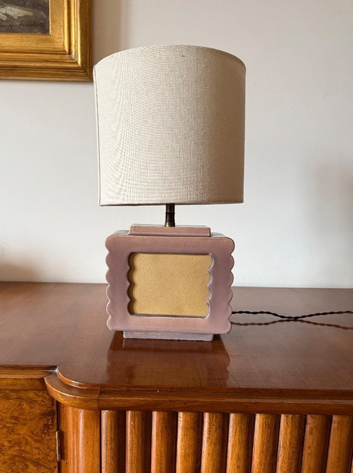 Lampe de table Art déco en céramique, Andre Fau Boulogne France circa 1940s