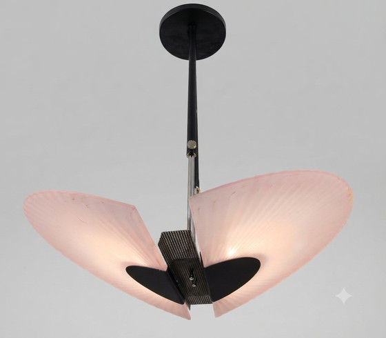 Postmoderne Kroonluchter Jaren '80 - Memphis Milano Stijl Design – Glass, Metal (photo 7 of 8)