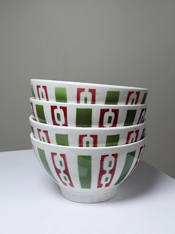 Image 1 of 4 caffettiere in terracotta di Badonviller con decorazioni Art Déco, vintage anni '40-'50
