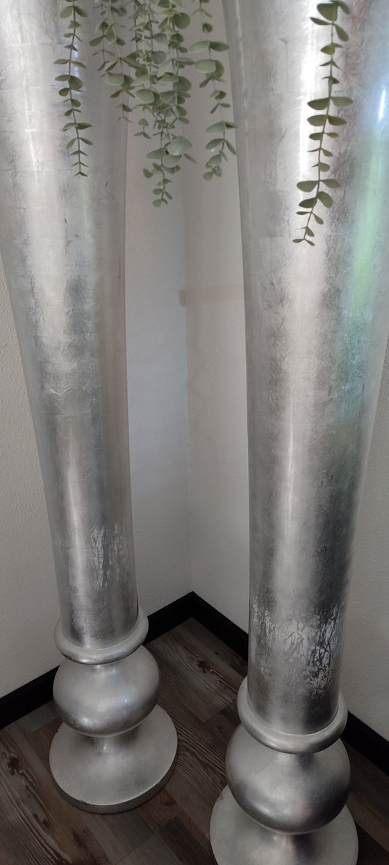 Image 1 of Floor vase leaf silver