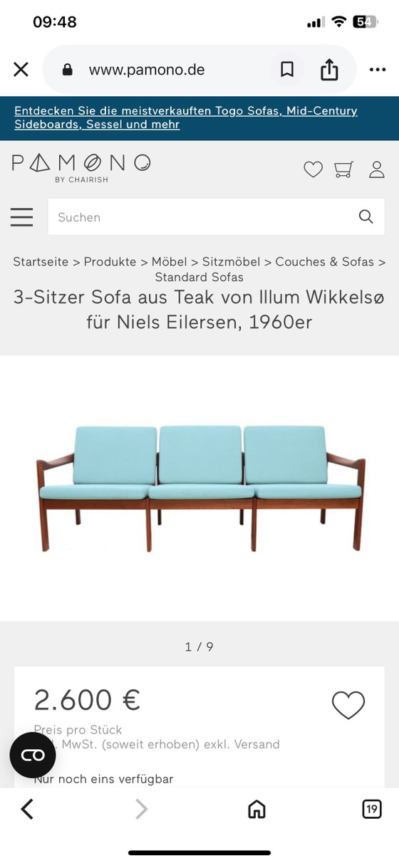 Image 1 of Danish Mid Century 1960er Teakholz Sofa 3-Sitzer Couch Skandi Scandi