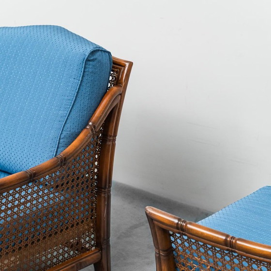 Image 1 of par de sillones antiguos de bambú y paja de venecia de los años sesenta antiguos modernos