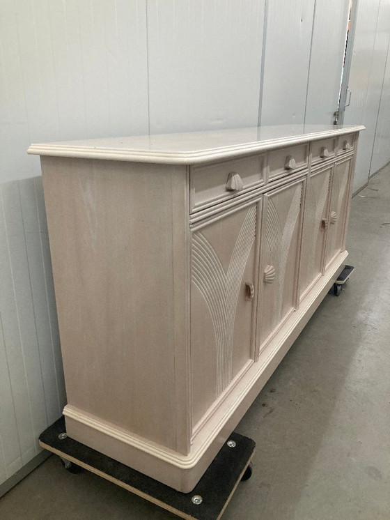 Image 1 of Vintage zacht zalm dressoirkast, jaren 80, art deco elementen