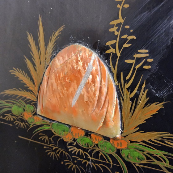 Image 1 of Vintage Chinese Cabinet Black with Hand-Painted Scenes / bohemian cabinet / Asian / Oriental cabinet