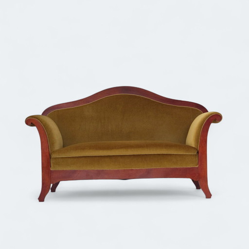 1950s Danish 2-Seater Sofa in Biedermeier Style, Furniture Velour