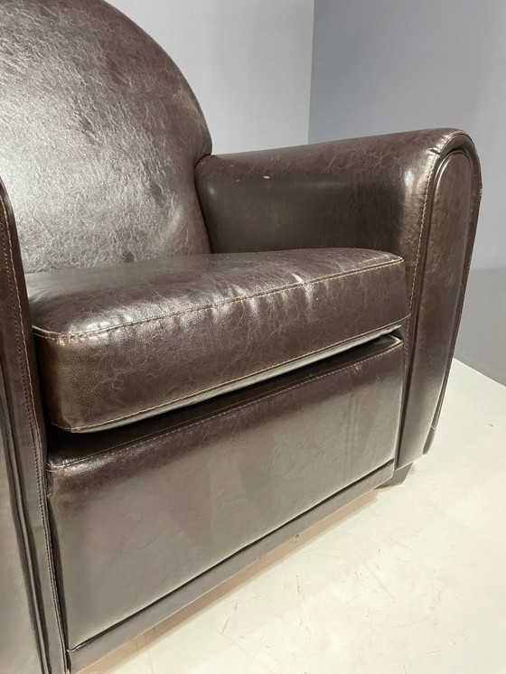Image 1 of Paar leren fauteuils in Franse art-decostijl, jaren 70
