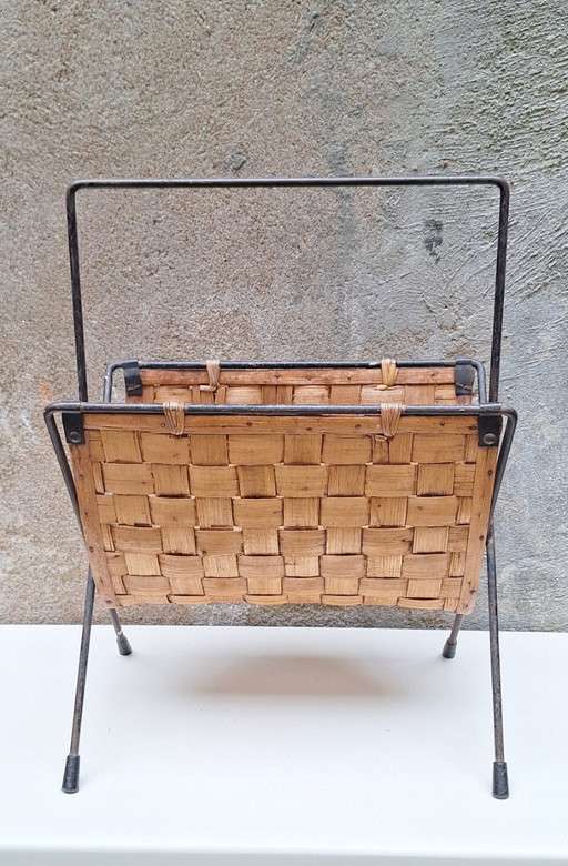 Metal and wood magazine rack