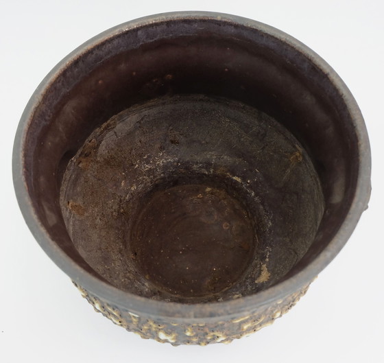 Image 1 of Zeer Zeldzame Grote Vintage Jopeko Plantenstandaard Plantenpot met Voet Vet Lava Keramiek 1970