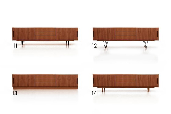 Image 1 of Dressoir gebeitst teak T-S02 schuifdeur en 3 laden 240