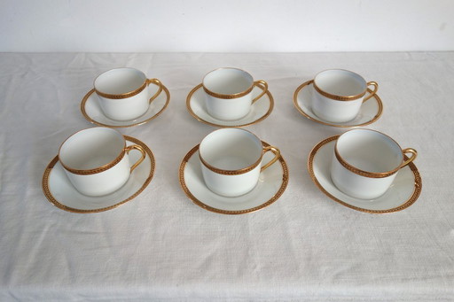 6 tazas y platillos de Limoges, obra de Robert Haviland, mediados del siglo XX.