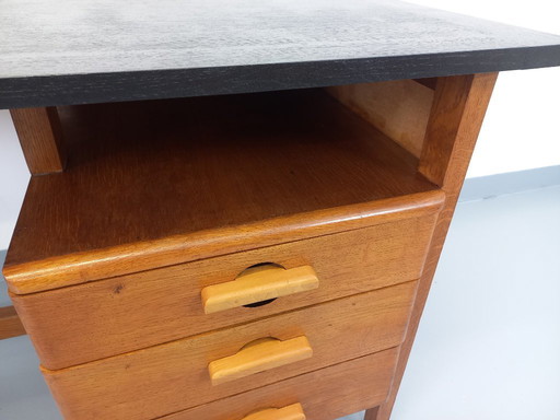 Vintage oak wood desk from the 1960s