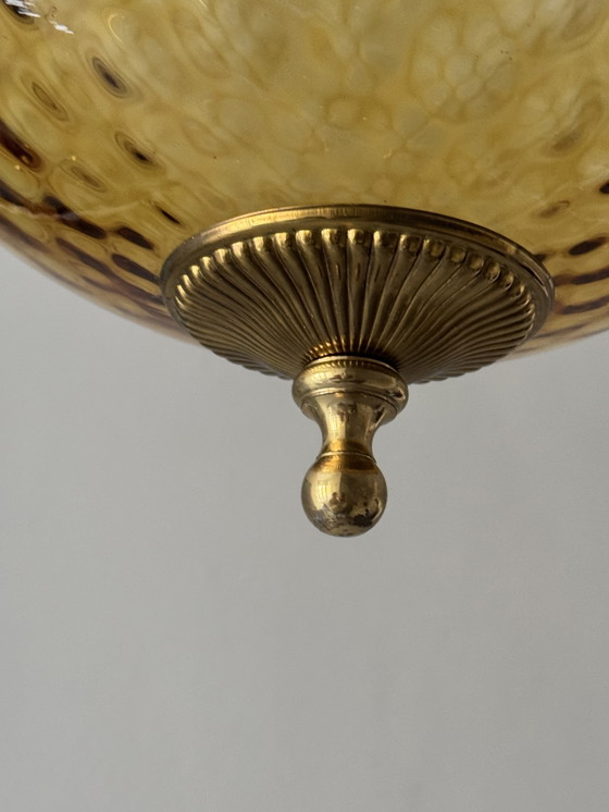 Image 1 of Lampada a sfera in vetro vintage giallo ocra