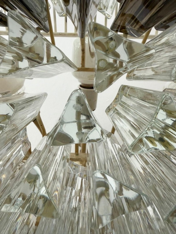 Image 1 of Weelderige kroonluchter van Paolo Venini voor Vivarini, Muranoglas/Prismaglas, Italië, jaren 70, op maat gemaakt