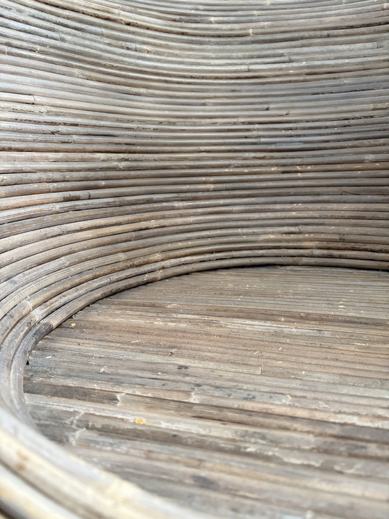 Image 1 of Vintage rotan eistoel / podstoel – stijl van de jaren 60/70