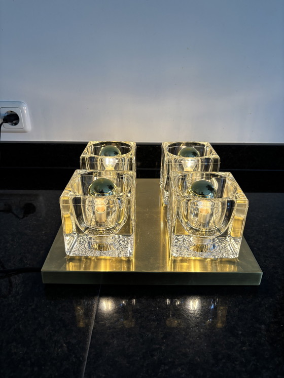 Plafoniera "Ice Cube" vintage Peill & Putzler in ottone – Plafoniere, Glass (photo 2 of 10)