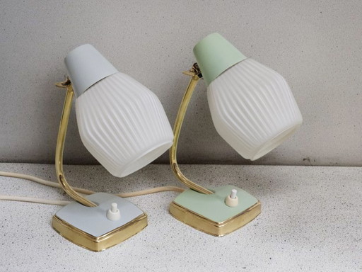 Paar Nachttischlampen / Tischlampen, 1950er Jahre – tafellampen, Metal, Brass