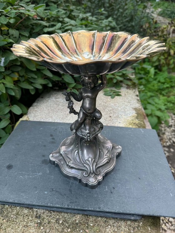 Tazza centrotavola argentata Art Nouveau, Oggetti decorativi, Metallo, Argentato (foto 10 di 10)