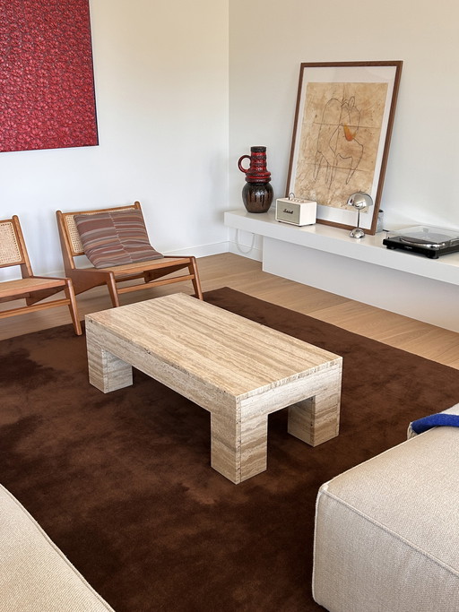 Vintage travertine coffee table, Italy 1970s