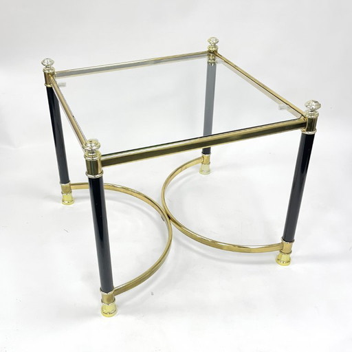 Hollywood Regency Side Table, Brass and Glass, 1970s, Maison Jansen Style