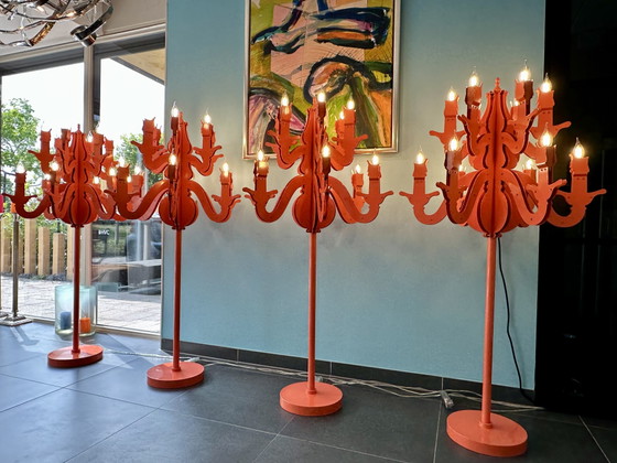 Lampadaires baroques vintage d'Amsterdam, 146 cm, lot de 4 – Brand van Egmond, polished steel, Glass (photo 6 of 15)