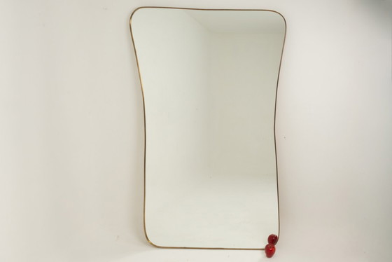 Image 1 of Miroir en laiton doré dans le style de Gio Ponti. Années 1980/90.