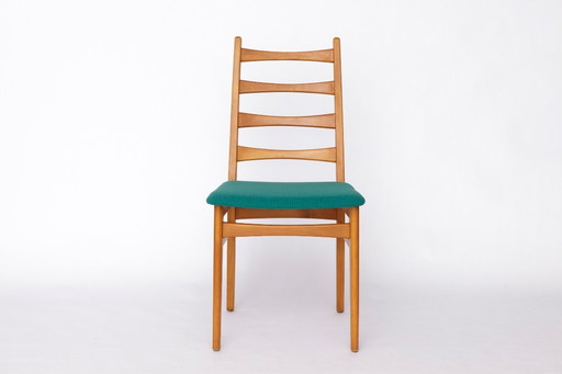 1 of 3 Vintage 1960s/70s Dining Chair, German Mid-Century Modern Chair, New Green Upholstery, Set of 3 Available, Beech Wood 