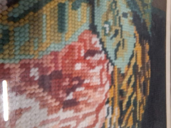 Image 1 of Paire de tableaux vintage des années 1980 – Broderie artisanale en laine