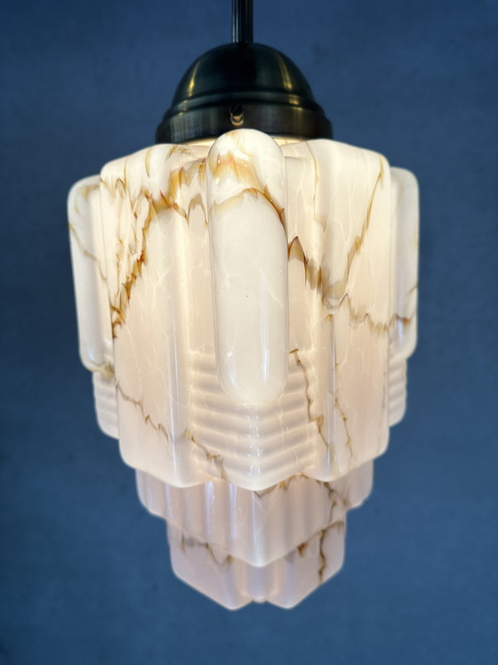 Image 1 of Grattacielo Art Déco - rosa opalino marmorizzato e ottone