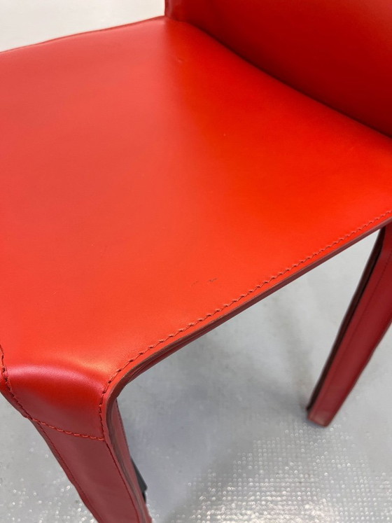 Image 1 of Set of 2 Cassina CAB 410 Stools Mario Bellini Leather Bar Stools Bordeaux Red