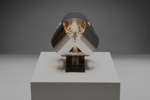 Stainless Steel Table Lamp by Edera Radici for Sagim – Italy, 1970s