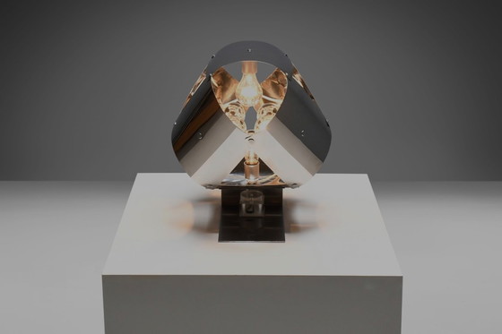 Image 1 of Lampe de table en acier inoxydable par Edera Radici pour Sagim - Italie, 1970