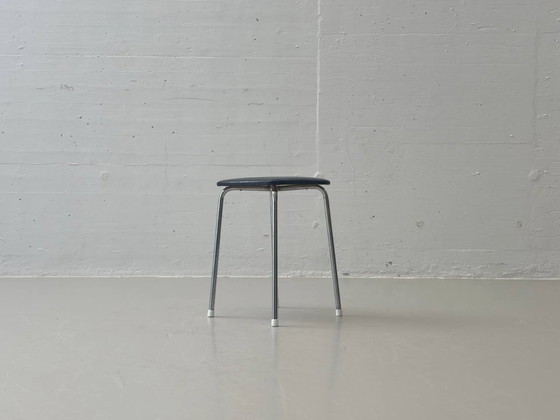 Image 1 of Tabouret Kelko avec assise en similicuir noir, années 1960
