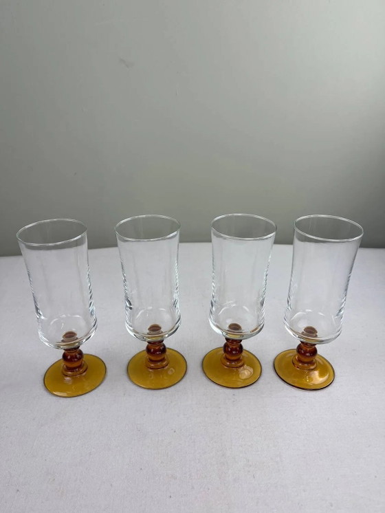 Bicchiere ambrato con stelo – Bicchieri e caraffe, Crystal, Glass, Vintage (photo 2 of 7)