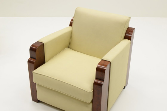 Image 1 of Set of 2 Leather Art Deco Club Chairs, 1930s France
