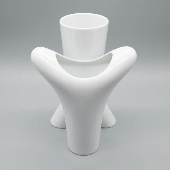 Image 1 of Rosenthal Studio Linie White Glossy Porcelain SPIRIT Vase Duo by Platt & Young