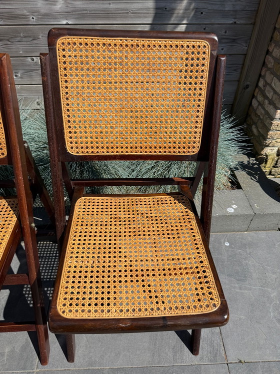 Image 1 of 4 sedie pieghevoli vintage con struttura in tessuto, anni '60