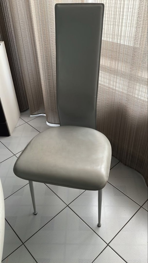Fasem S/44 by Giancarlo Vegni – Set of 6 – eetkamerstoelen, Leather, Metal (photo 2 of 6)