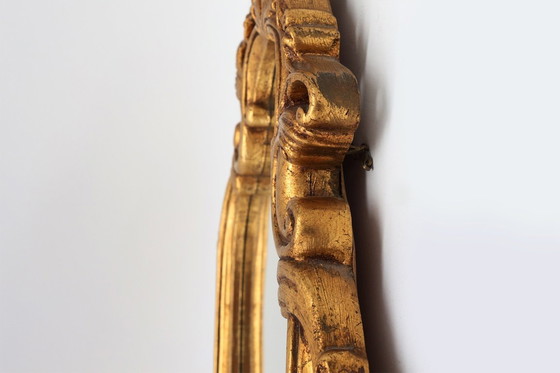 Image 1 of Franse 20e-eeuwse spiegel in barokstijl met vergulde kuif