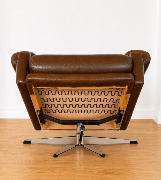 Vintage Danish Mid Century Leather Swivel Chair 1970s – Armchairs (photo 14 of 14)