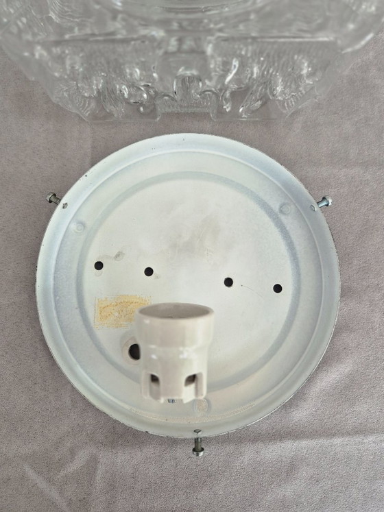 Image 1 of Mid Century Modern Glass Flush Mount Ceiling Light 20cm – Space Age Textured Crystal E27 Lamp