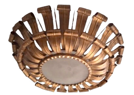 Brutalist Ceiling Light Metal Glass 70 cm, 1960s