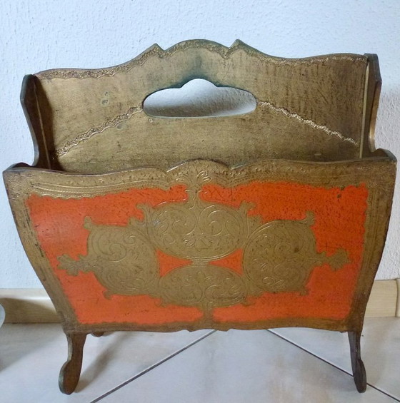 Image 1 of Vintage Florentine newspaper rack from Italy from the 1960s.