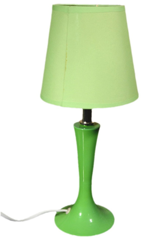 2 Apple green metal bedside lamps, in the style of Laurel, 10x35cm – Table lamps, Textile (photo 3 of 10)