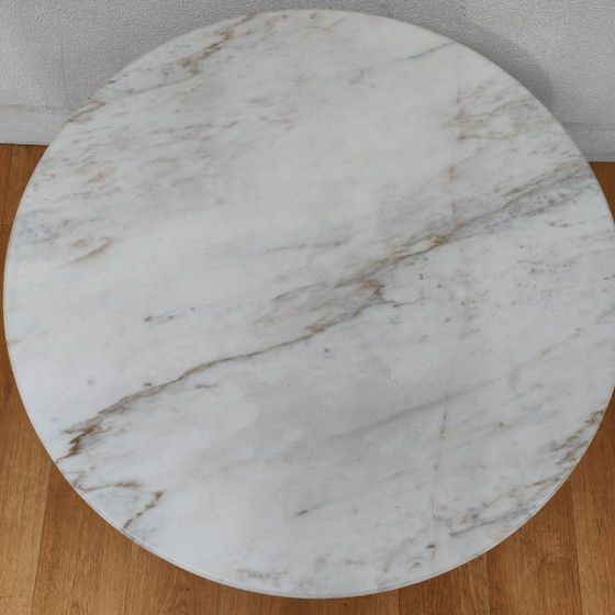 Image 1 of Tavolino da caffè rotondo vintage Regency in stile Impero con piano in marmo