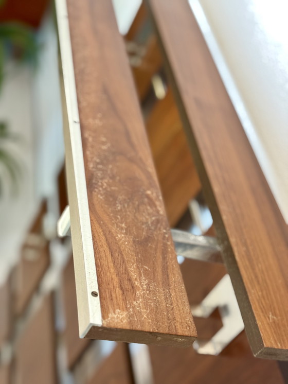 Image 1 of Vintage wall coat rack 1960s teak with chrome