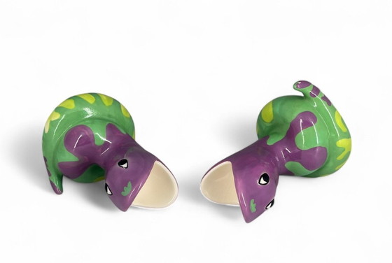 Image 1 of Hueveras de serpiente de IKEA (1999) – Cerámica pintada a mano, diseño Memphis/posmoderno de los años 90